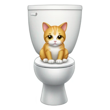 cat sit on toilet sticker