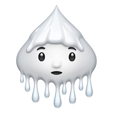 individual white glue white drops falling and dripping down out of a tube, falling in drops and strands, all white sticker