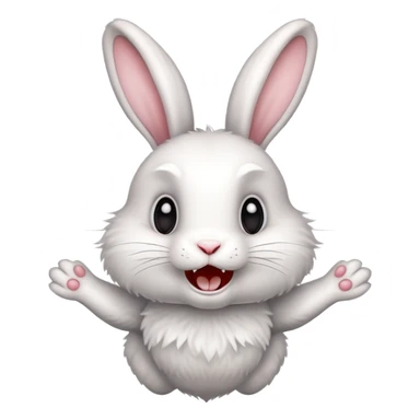 rabbit with buckteeth and crossed eyes jumping excitedly sticker