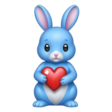 blue bunny glitter heart sticker