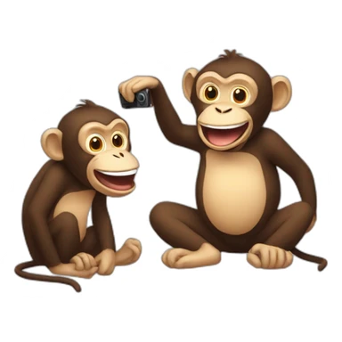 Laughing monkey taking a picture of another monkey sticker