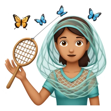 person catching butterflies with a net sticker