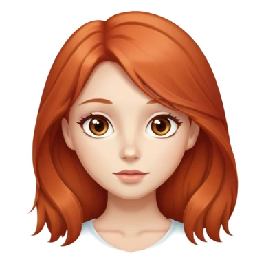 Cute girl with a long hair red almond eye brown sliming with blush  sticker