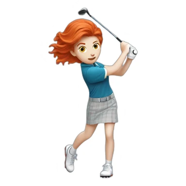 Red hair teenager hitting a golf ball sticker