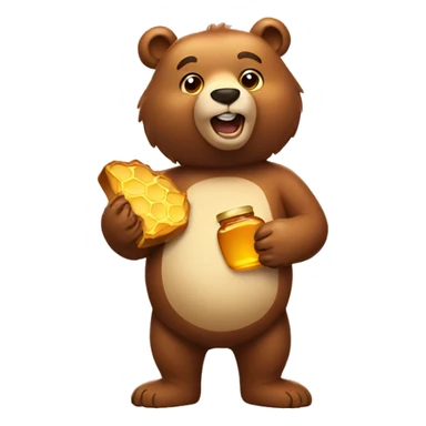 a bear holding honey sticker