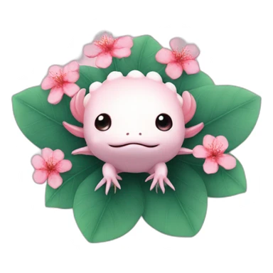 Axolotl sakura flowers on it a head sticker
