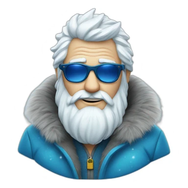 cool Father Frost in sunglasses glasses in a blue fur coat sticker