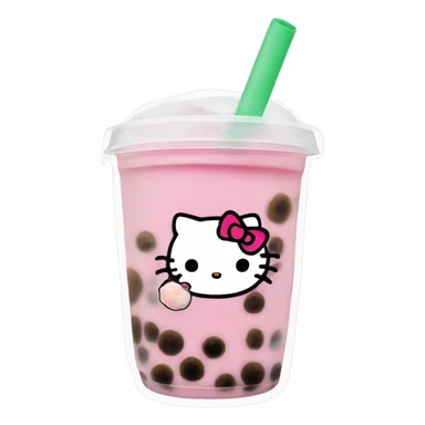 Bubble tea hello kitty sticker