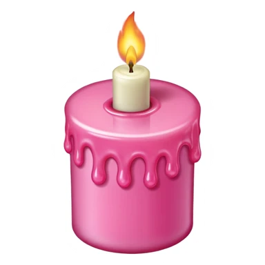 A drawing of a flaming pink candle that could be used at a romantic dinner table. The camera should be isometric at a 75-degree angle. sticker