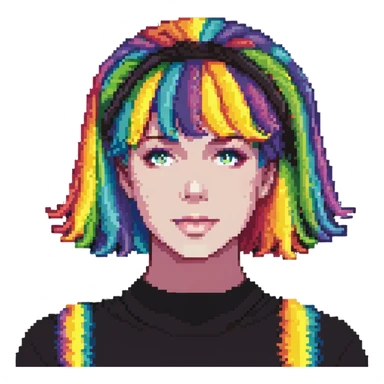 colorful rainbow wig sticker