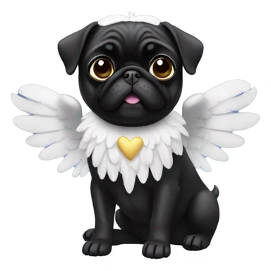 black pug with angel wings sticker