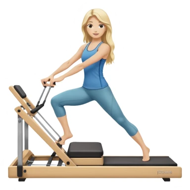 long haired blonde pilates instructor teaching reformer sticker