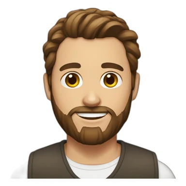 Man with brown hair bun and beard with brown hair sticker