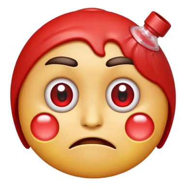 An emoji with red round watering eyes  with little upset face! sticker