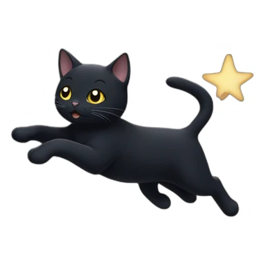 Black cat running through the starry sky sticker