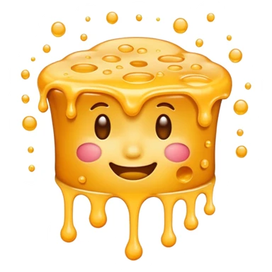 face emoji with melted cheese pouring over sticker