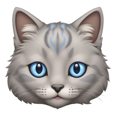 a gray cat with blue eyes on its FOREHEAD sticker