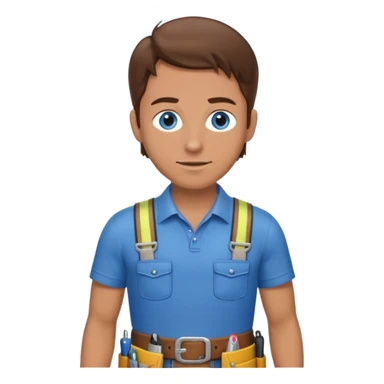 Guy with brown hair and blue eyes wearing a toolbelt  sticker