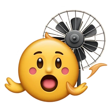 Create a shit emoji being thrown from a fan, like "shit in the fan" expression sticker