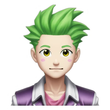 hisoka from hunter x hunter with green star and pink tear under his eyes makeup pink hair sticker