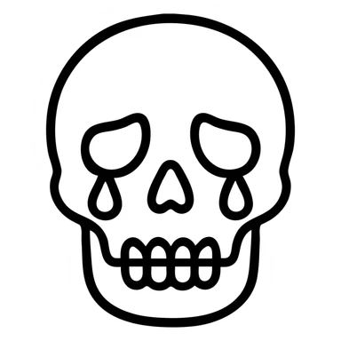 A skull with tears streaming down from its eye sockets, crying skull, sad expression sticker