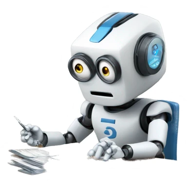 Finance robot calculating bills sticker