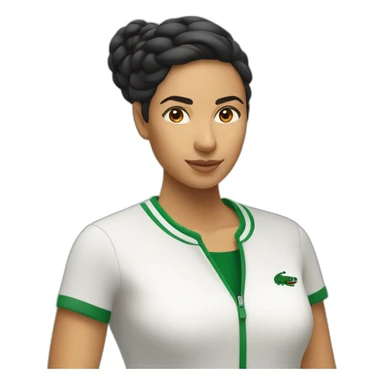 Latin woman using Lacoste  sticker