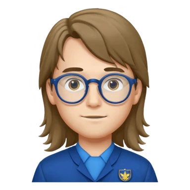 scout boy long hair spectacled blue uniform sticker