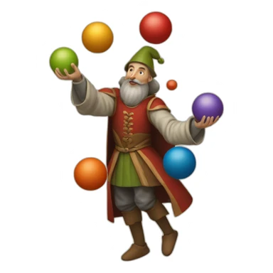 medieval juggler juggling 4 balls over them sticker