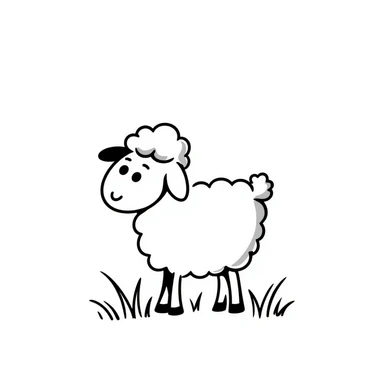 hand-drawn doodle of a lamb sticker