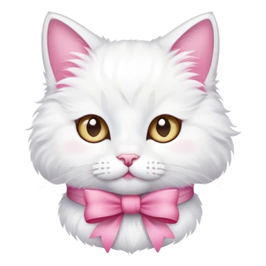 a white cat with a pink bow sticker