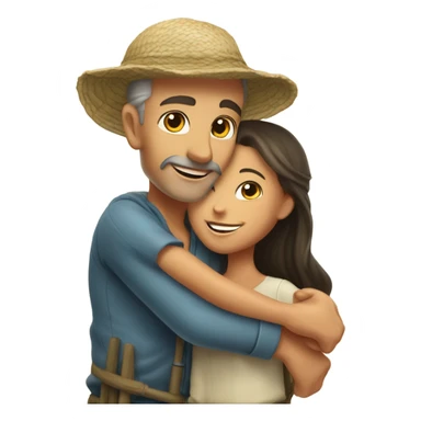 Caucasian fisherman no beard or mustache in love with Philippine island girl on an island sticker