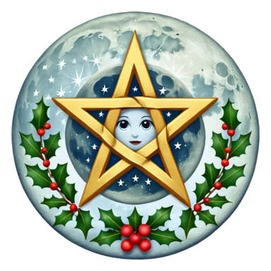 Full Moon with pentacle and Holly in the background  sticker
