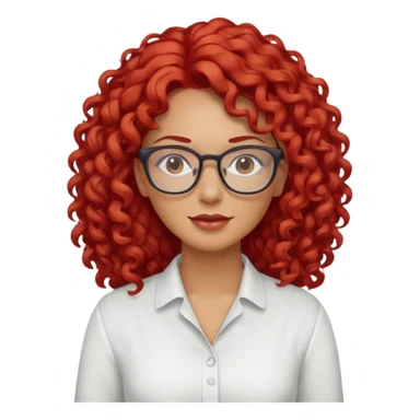 Rizada peli roja tono fuerte , trigueña , con lentes y Blusa blanco pelo largo  sticker