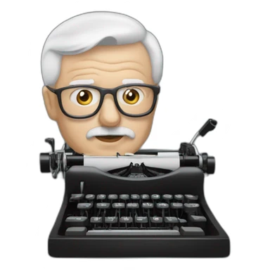 Andrzej Sapkowski with a typewriter sticker