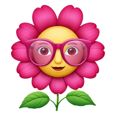 a pink flower wearing red glassess sticker