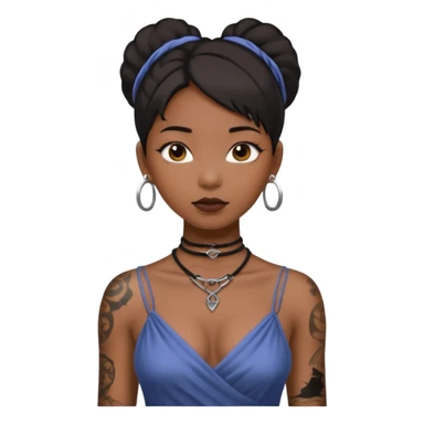 asian black girl with neck tattoo and 2 string dress sticker