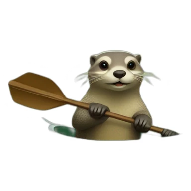 loutre avec un corps de tortue sur un kayak sticker