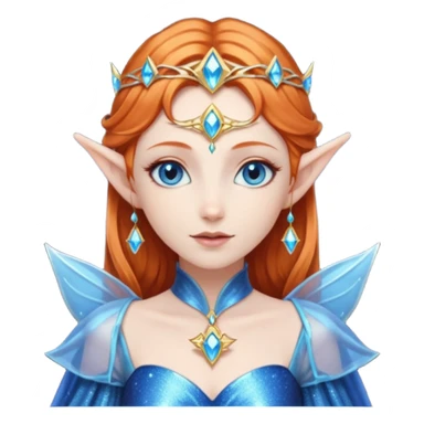 Hyper realistic galactic elf mage queen fairy pale skin blue eyes ginger hair sticker