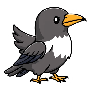 crow with black wings and white breast sticker