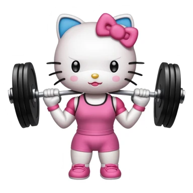 Traditional hello kitty lifting weights sticker