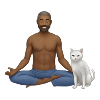 Man yoga with cat sticker
