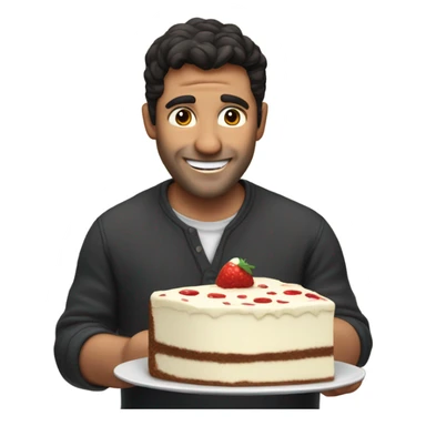 Fat Man with dark hair eating cake sticker