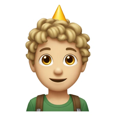 6 year old boy, birthday hat, dark blonde hair, cute hazel eyes, smiley face sticker