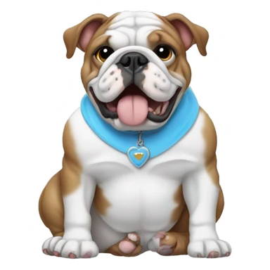 Bulldog with baby blue neclasse sticker