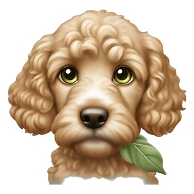 apricot cockapoo puppy with sage green eyes sticker