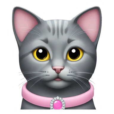 day gray cat with pink princess collar sticker