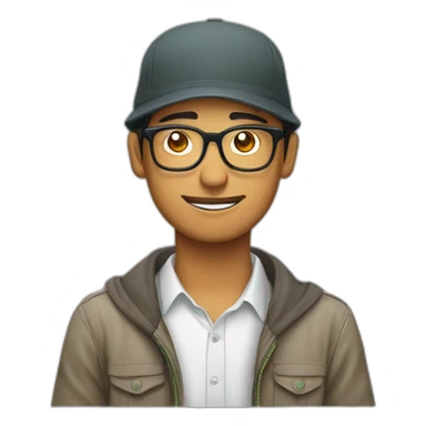 a nepali man with glasses on and dhaka topi in his head sticker