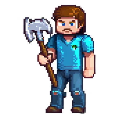 Minecraft character Steve with pickaxe sticker