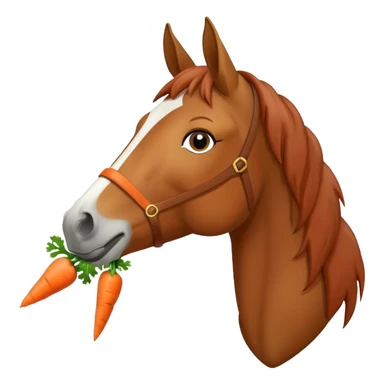 A horse eating a carrot  sticker